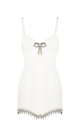 BANDAGE DIAMOND STRAPPY MINI DRESS IN WHITE